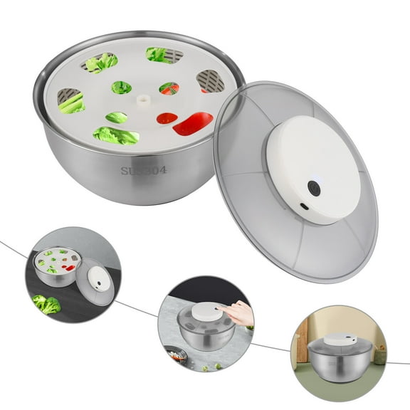 Home Salad Spinner, Stainless Steel Fruit Vegetable Washer Dryer, Large Vegetable Washer Lettuce Cleaner and Dryer