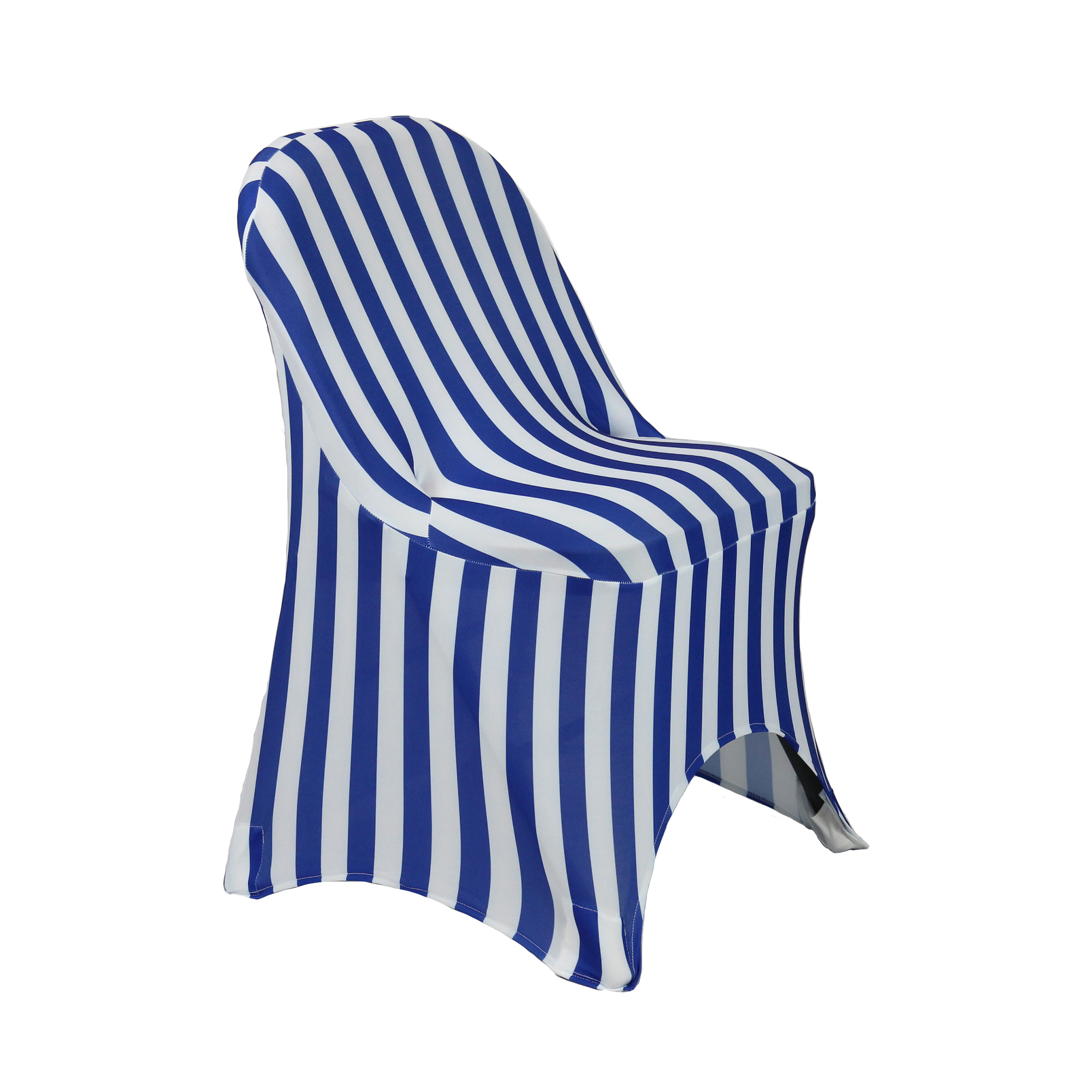 Your Chair Covers - Stretch Spandex Folding Chair Covers Striped Royal Blue/White for Wedding, Party, Birthday, Patio, etc. - image 2 of 3