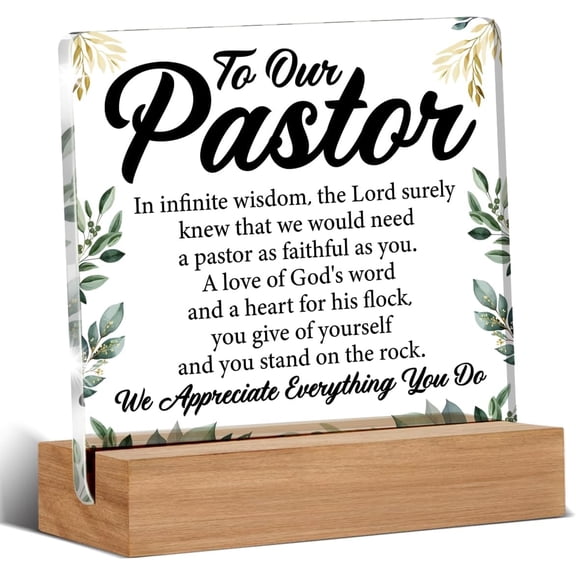 Pastor Gifts for Men Women - Thank You Appreciation Gifts for Pastor - Religious Gifts for Pastor - Pastor Clear Desk Decorative Sign Home Decor 4x4 Inch