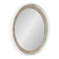 thumbnail image 1 of Kate and Laurel Warbrook Rustic Round Wall Mirror, 26 Inch Diameter, Rustic Brown and White, Coastal Circle Mirror with Distressed Frame Detailing and Textured Wooden Inlay, 1 of 8