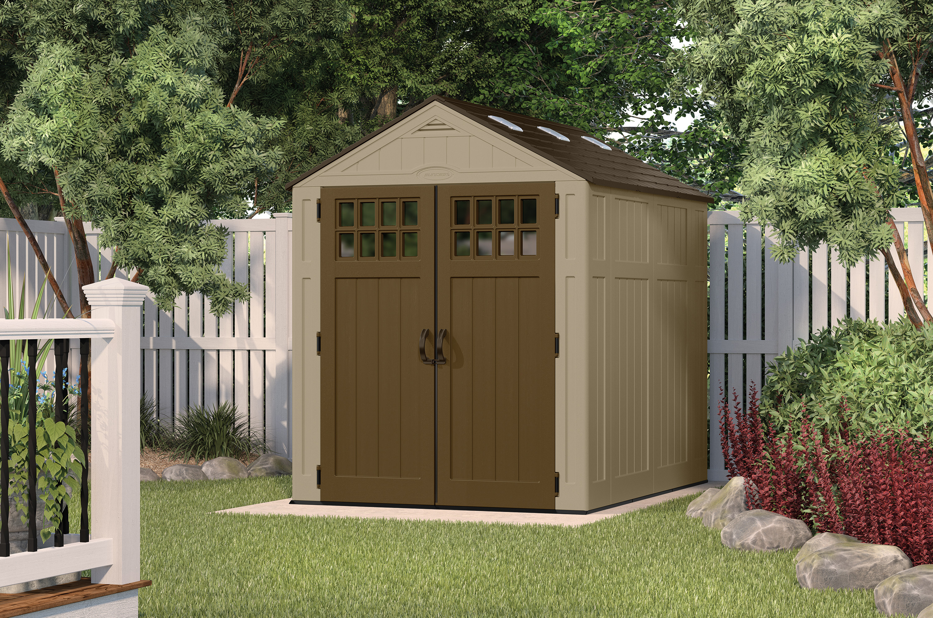 Suncast Everett 6 ft. 2.75 in. x 8 ft. 1.75 in. Resin Storage Shed - image 3 of 4