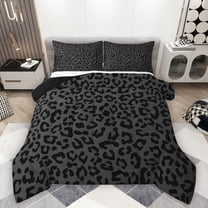 Homewish Fashion Leopard Print Bedding Comforter Set for Men, Cheetah Animal Twin Comforter Sets, Chic Black Polkadots Reversible Bedding Set, Breathable Home Decor, 2-Piece