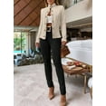 thumbnail image 5 of Women Argyle Cable Cardigan Light-Weight Cropped Coat Stand Collar Long Sleeve Metal Button Fall Jackets Apricot M, 5 of 8