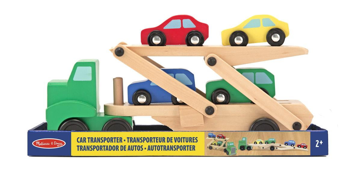 melissa and doug wooden car transporter