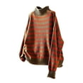 thumbnail image 4 of Goodtrade8 Striped Sweater Women Trendy Knitted Turtlenecks Loose Casual Long Sleeve Sweater Women Tops, 4 of 5
