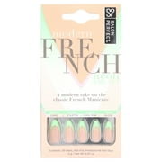 Salon Perfect Artificial Nails, 145 Neon Modern French Mint File & Glue Included, 30 Nails