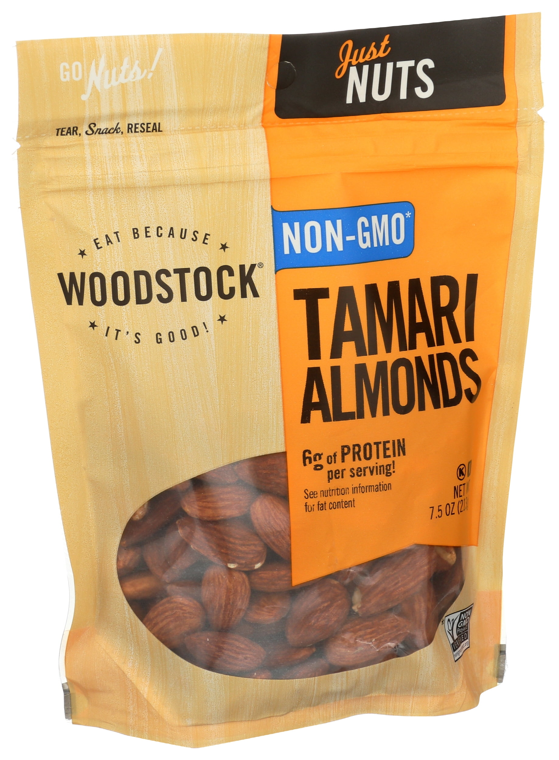 Pack of 8, Woodstock Tamari Almonds, 7.5 oz