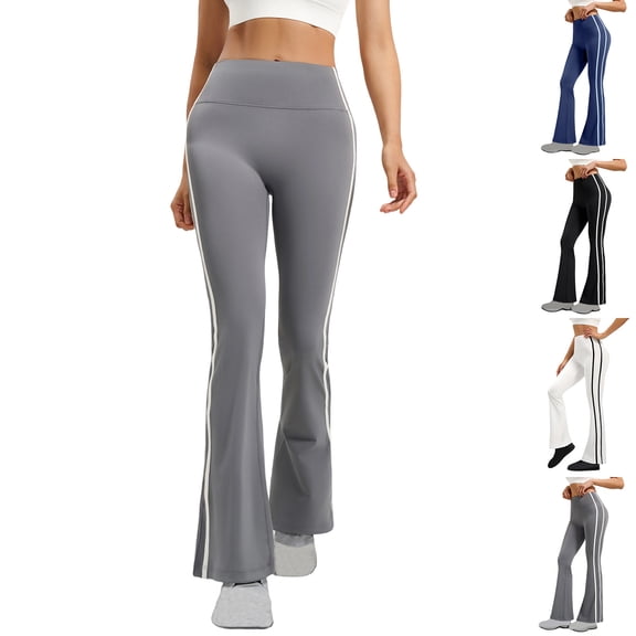 Hilenly Flare Workout Leggings for Women with Contrast Side Stripes High Waisted Track Pants Pants for Yoga Gym Pilates