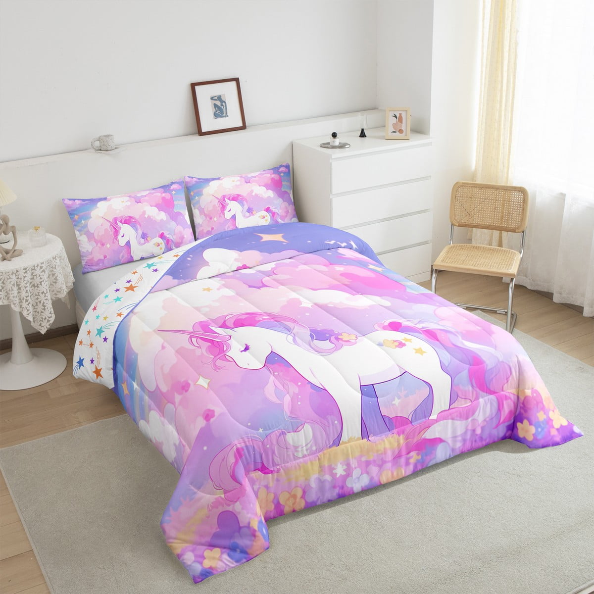 Queen size unicorn comforter set hot sale
