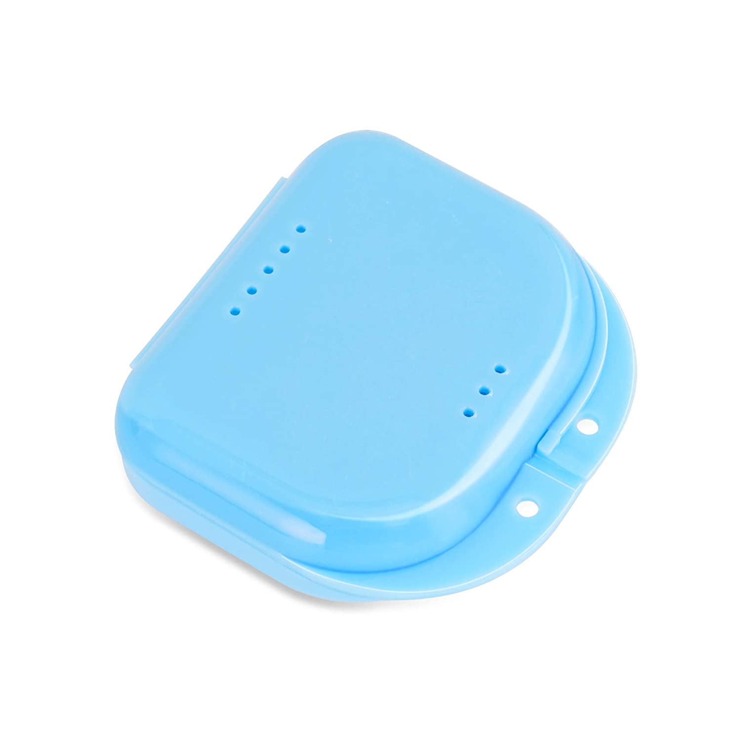 Orthodontic Retainer Case with Vent Holes, Denture Box Mouthguard Container Mouthpiece Aligner Case with Hinged Lid Snaps for Office|Travel|Household
