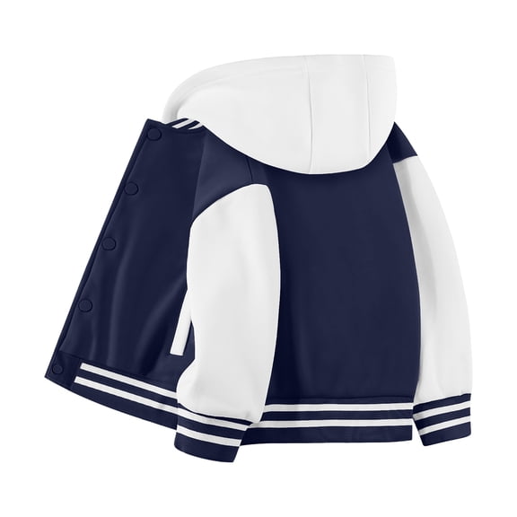 Qopobobo Girls Jacket Kids Baseball Jacket Boys Girls Long Sleeve Button down Sports Jacket Everyday Casual School Cotton Classic Clothing Size for 5-6 Years,Navy