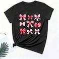 thumbnail image 3 of T Shirts for Women Ohufall Womens Tops Short Sleeve Bow Printed Valentines Shirts Summer Graphic Crewneck T-Shirts Basic Tees, 3 of 5