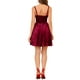 thumbnail image 3 of INSPIRE CHIC Vestido de fiesta de tirantes de terciopelo con escote en V para mujer color burdeos XS, 3 of 6