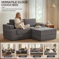 thumbnail image 4 of Holaki 75" Convertible Sofa Bed, L-Shaped Boneless Loveseat Couch for Living Room, Modular Sectional Sofa with Movable Ottoman, Modern Corduroy Floor Couch with Cup Holders & Pockets, Gray, 4 of 11