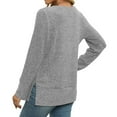 thumbnail image 4 of miqiqism Great discounts！Woman Long Sleeve Sweater Round Neck Knit wear Long Sleeve Pullover Tops Fall Solid Basic Clothing,X#01_Gray,XX-Large, 4 of 5