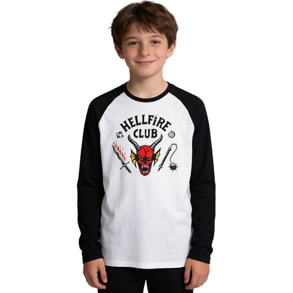 Boys Girls T Shirt Demogorgon Graphic Long Sleeve Tee Youth Retro Gaming Design Soft Fabric Shirt Comfortable Casual Wear Everyday Activities