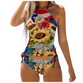 thumbnail image 2 of YDLCAFD Easter Women's Swimwear Tankini 2 Piece Normal Swimsuit Backless 2 Piece Printing Adjustable Print Multi Color Padded Strap Bathing Suits Fascinating Vacation Beach Wear, 2 of 5