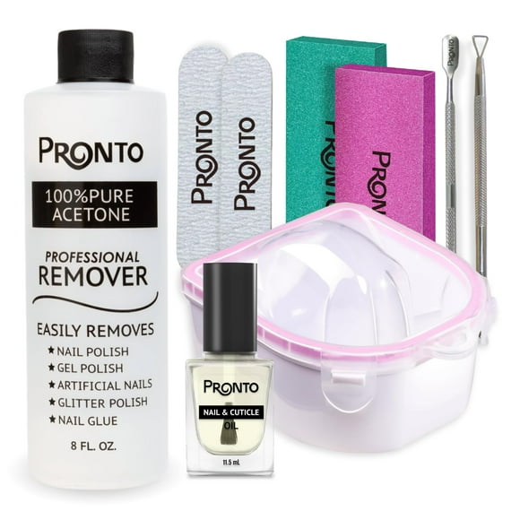 Kit removedor de uñas Pronto Gel con 240 ml de acetona pura y accesorios
