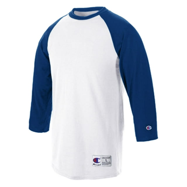 Champion T-Shirt de Baseball Raglan pour Homme, P, Blanc/marine