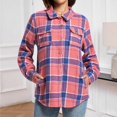 thumbnail image 2 of Womens Flannel Plaid Shacket Jacket Fleece Sherpa Lined Button Down Tartan Trench with Pocket Fashion Coat, 2 of 6