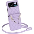 thumbnail image 1 of REQO for Samsung Galaxy Z Flip 3 Wallet Case with 2 Card Slots, Diamond Fashion Style and Slim Thin Texture, Hinge Protection, Adjustable Crossbody Strap, 1 of 7