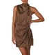 thumbnail image 1 of Vestido PRETTYGARDEN Marrón Oscuro sin Mangas con Cinturón XXL, 1 of 8