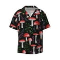 thumbnail image 2 of Lsque Red Mushrooms print Men's Cuban Collar Short Sleeve Shirt Summer Beachwear Casual Button Down Fashionable Vacation Leisure Shirt-X-Large, 2 of 7