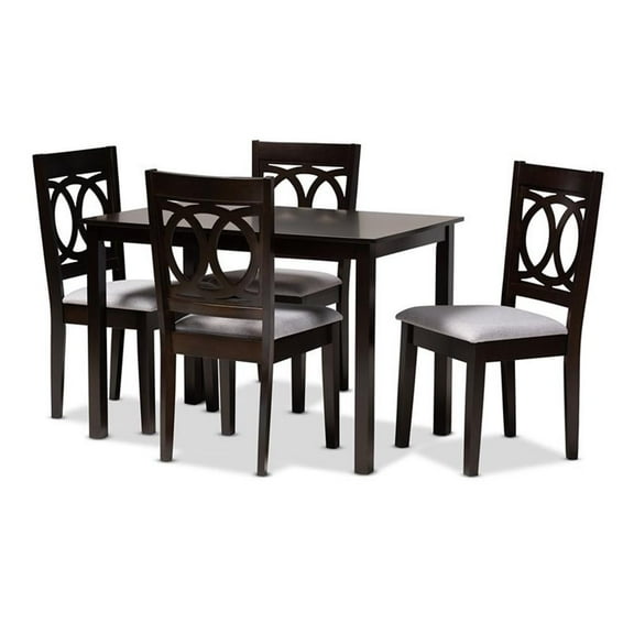 Bowery Hill 5-Piece Wood Dining Set in Gray and Espresso Brown