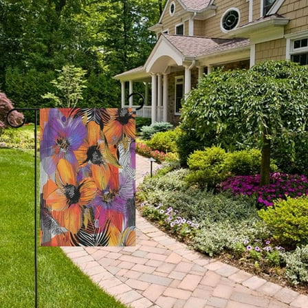 Bold Wildflowers Line Garden Flag Double Sided 12 x 18 Inch Outside Yard Decoration Outdoor Flag
