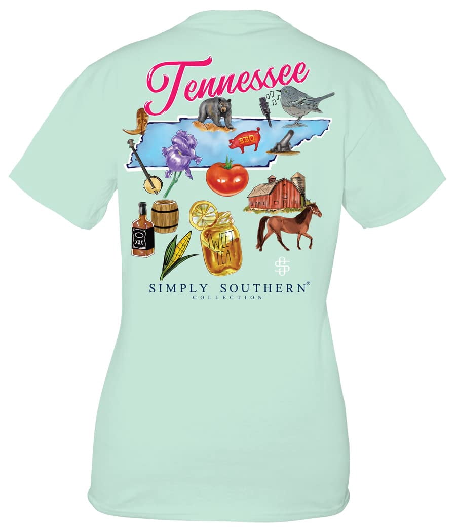 Simply Southern girls Youth State of Tennessee Short Sleeve TShirt, Breeze, Small