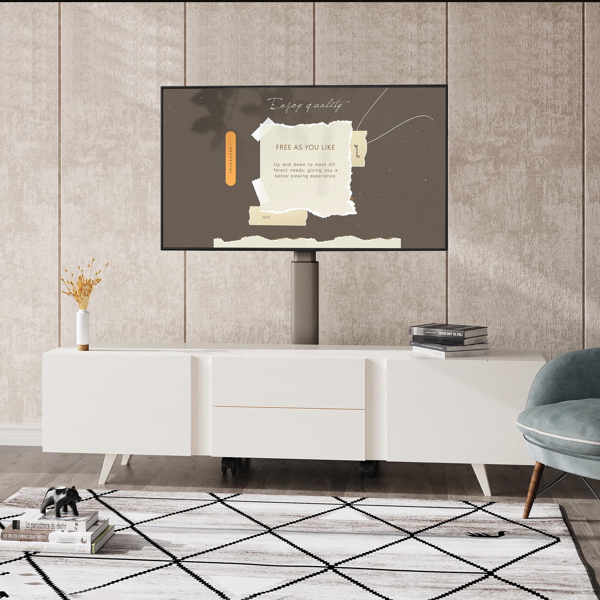 FITUEYES Rolling TV Floor Stand for 32 - 70 Inch TVs,Morandi Gray