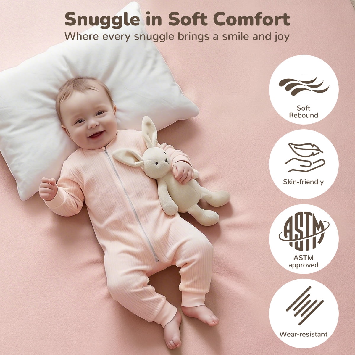 Baby Play Mat, Caveen Vegan Leather Baby Playpen Mat, Thicken Soft Crawling Mat for Infant, Wipe-Clean, 50"x 50", Pink