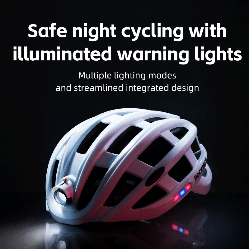 Rockbros Bicycle Helmet with USB Rechargeable HeadLight Safety riding/working Headgear,Red