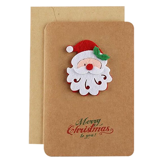 F Vintage Kraft Paper Christmas Greeting Card With Envelope Blank Inside For Personalized Message High-Quality Paper Material For Holiday Wishes Family Greetings And Office Use 5.91X3.94In