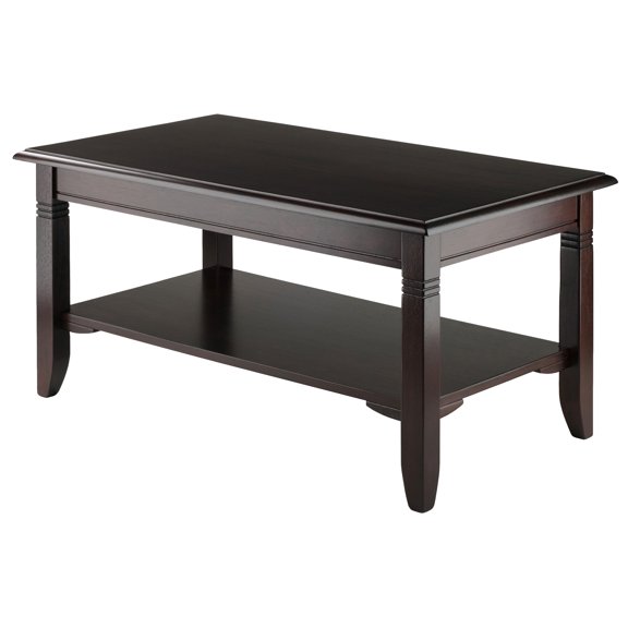 Contemporary Home Living 37" Cappuccino Elegant Nolan Rectangular Wooden Coffee Table