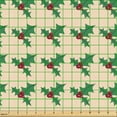 thumbnail image 2 of Ambesonne Vintage Christmas Fabric by the Yard Upholstery, Mistletoe Pattern, 3 Yards, Jade Green Raspberry, 2 of 5