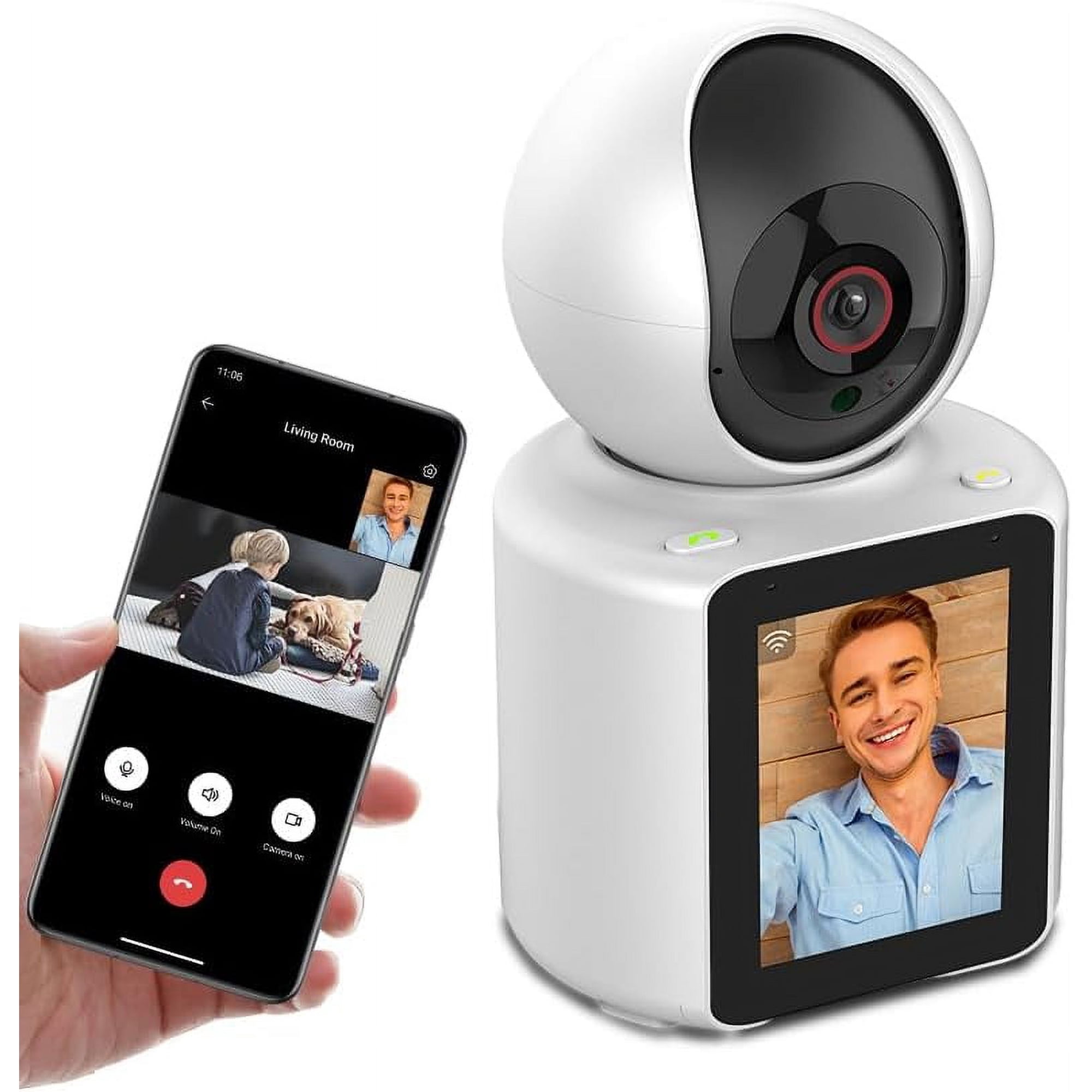 Home Security Camera, Two-Way Video Camera with 2.8" Screen, One-click Call Baby Elderly Monitor 360° Smart Camera,1080P HD Video, Night Vision, Motion Detection, Cloud & SD Card Storage