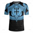 thumbnail image 3 of Camiseta con cuello en V y estampado 3D de la bandera de la República de Fiji Camiseta con cuello en V y emblema gráfico de rugby de Fiji para hombres Camisetas de moda, 3 of 5