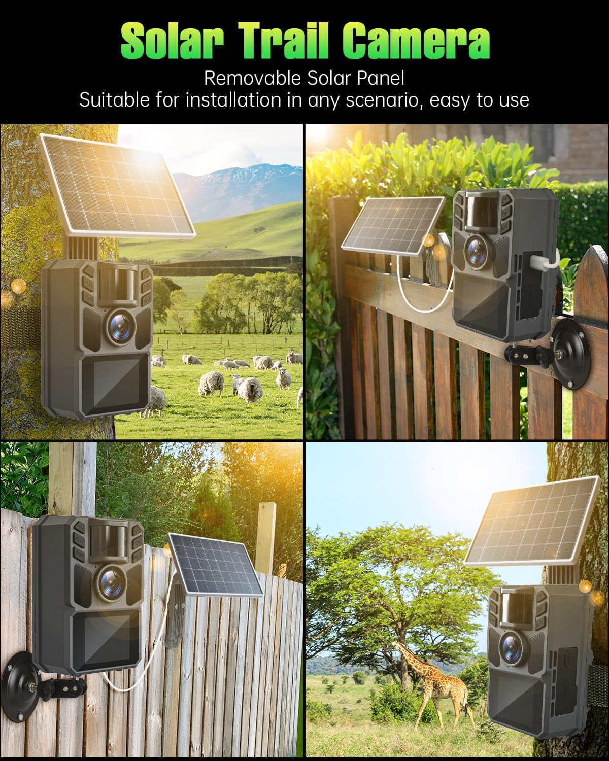 FKPCAM 4K 64MP Game Camera with 1.6W Solar Panel & Built-in Display - Hunting Camera with Night Vision, Waterproof Wildlife Trail Camera