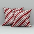 thumbnail image 2 of Candy Cane Red White Diagonal Stripes Throw Pillow Covers - Set of 2, Hidden Zipper, 18x18 Inches, Ideal for Home Office and Sofa Decor, 2 of 3