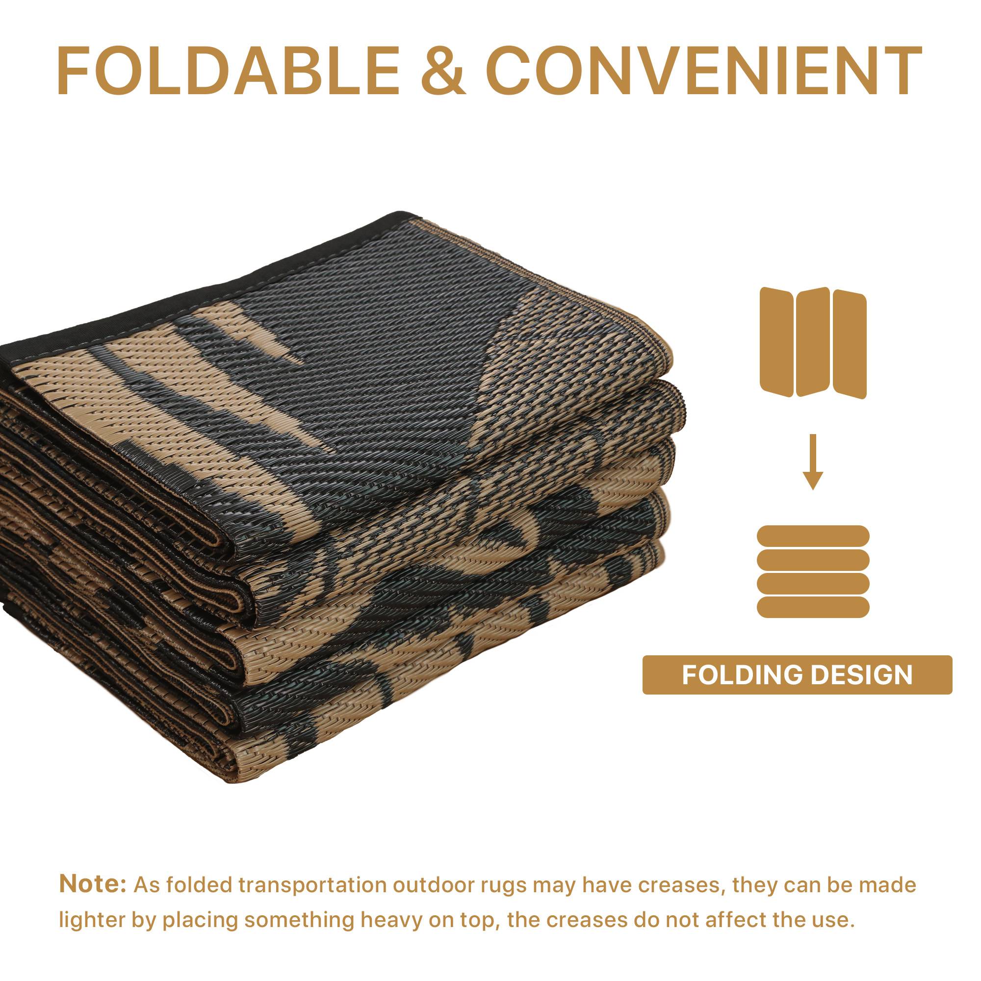 Deorab 6'x9' Waterproof Reversible Outdoor Rug, Brown photo 5