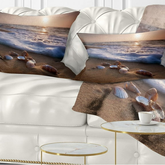 Designart 12" x 20" Blue Polyester Throw Pillow