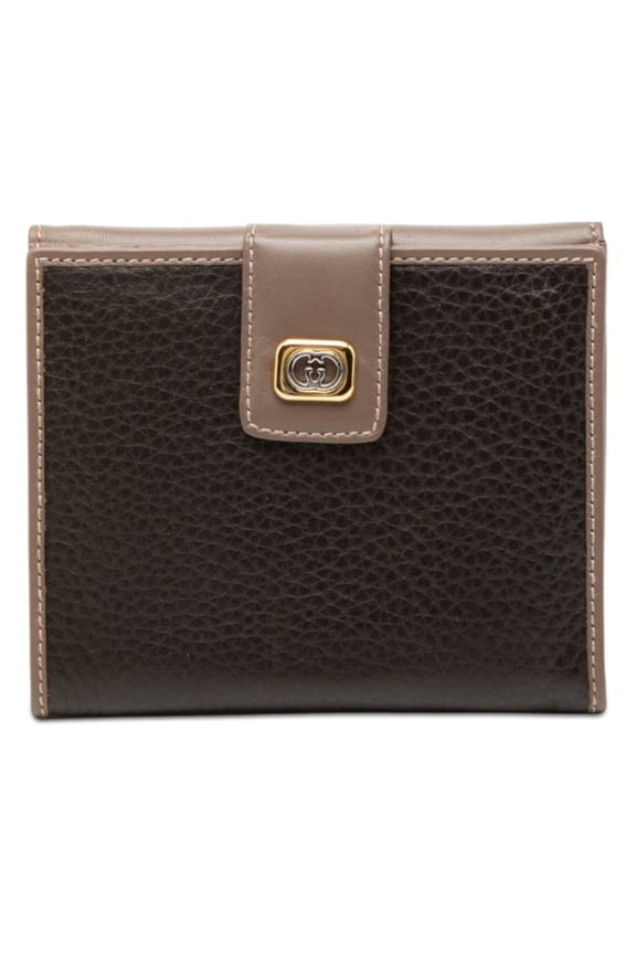 Pre-Owned Gucci Old Bi-fold Wallet 035 959 0322 Black Brown Leather Women's GUCCI