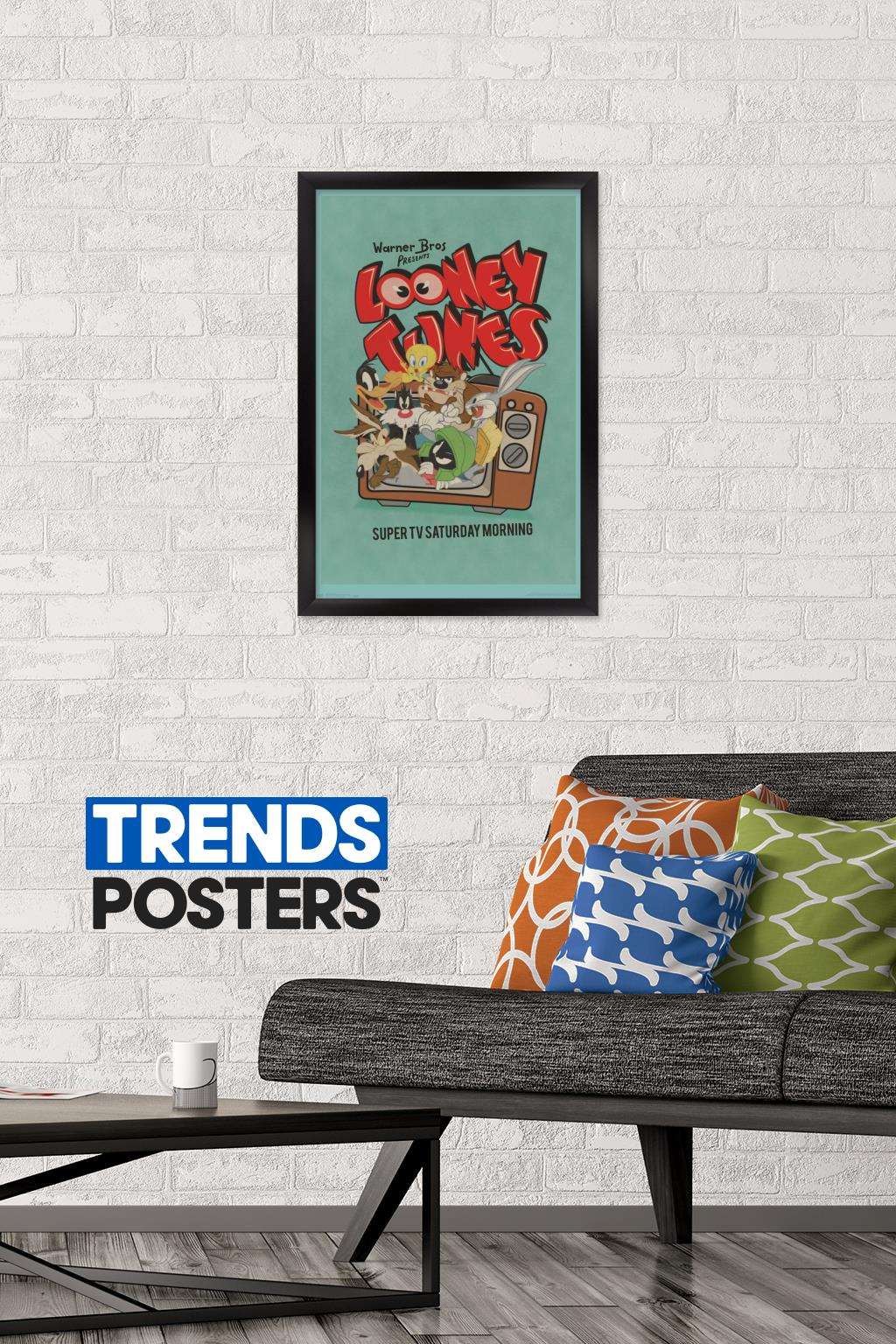 Looney Tunes - Group - Super TV Saturday Morning Wall Poster, 14.725" x 22.375", Framed