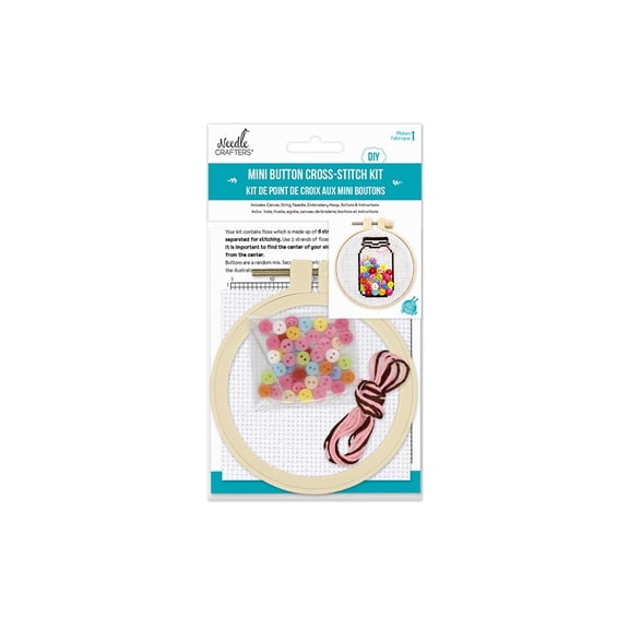 Mini Button Cross Stitch Kit: Mason Jar