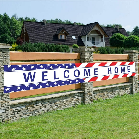 Purple Welcome Home Banner,Back Home Welcome Sign,Extra Large Homecoming Party Decorations(Welcome Home)
