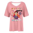 thumbnail image 4 of Raeneomay Oversized T Shirts Women's Casual Retro Style Casual Printed Short Sleeve Blouse V-Sleeve Blouse/Shirt, 4 of 4