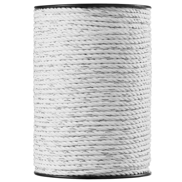 VEVOR Alambre para cerca electrica, alambre de polietileno portátil de 200 m y 656 pies, 6 hebras de acero inoxidable de 1/4" de diámetro para una conductividad confiable y resistencia