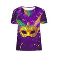 thumbnail image 5 of RKSTN Women's Oversized Mardi Gras T Shirts Crewneck Funny Carnival Graphic Printed Short Sleeve Shirts Tops Womens Casual Summer Plus Size Round Neck Loose Fits Comfy Holiday Tee Shirts, 5 of 5