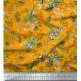 thumbnail image 1 of Soimoi Orange Poly Georgette Fabric Leaves,Berries & Clematis Floral Fabric Prints By Yard 52 Inch Wide, 1 of 1